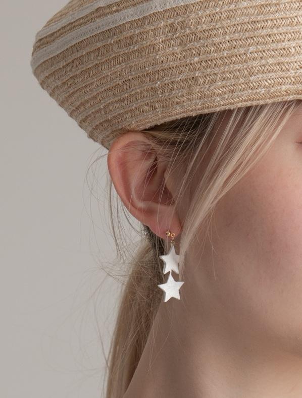 レザーペイントダブルスターイヤリング（ねがい星003-EAR）ねがい星シリーズ